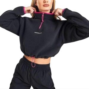 Women's Adidas Cropped Fleece Pullover Sz Medium